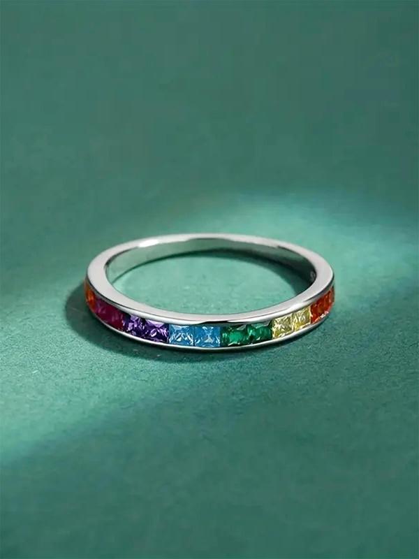 Fashion Colorful Artificial Zirconia Decor Ring, Fashion Jewelry for Party, Daily Clothing Decor, Trendy All-match & Exquisite Jewelry for Birthday Gift, Red Ring 4