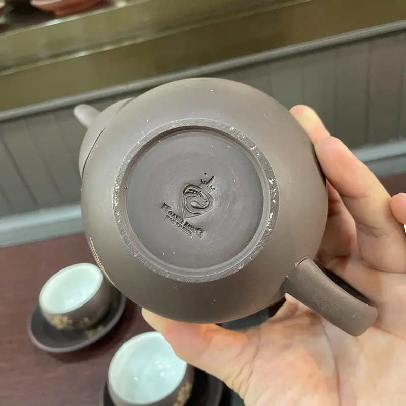 Bộ ấm trà bát tràng + Nâu sen dung tích 350ml + Nghệ nhân Phạm Thế Anh ấmtrà 2ngăn 5