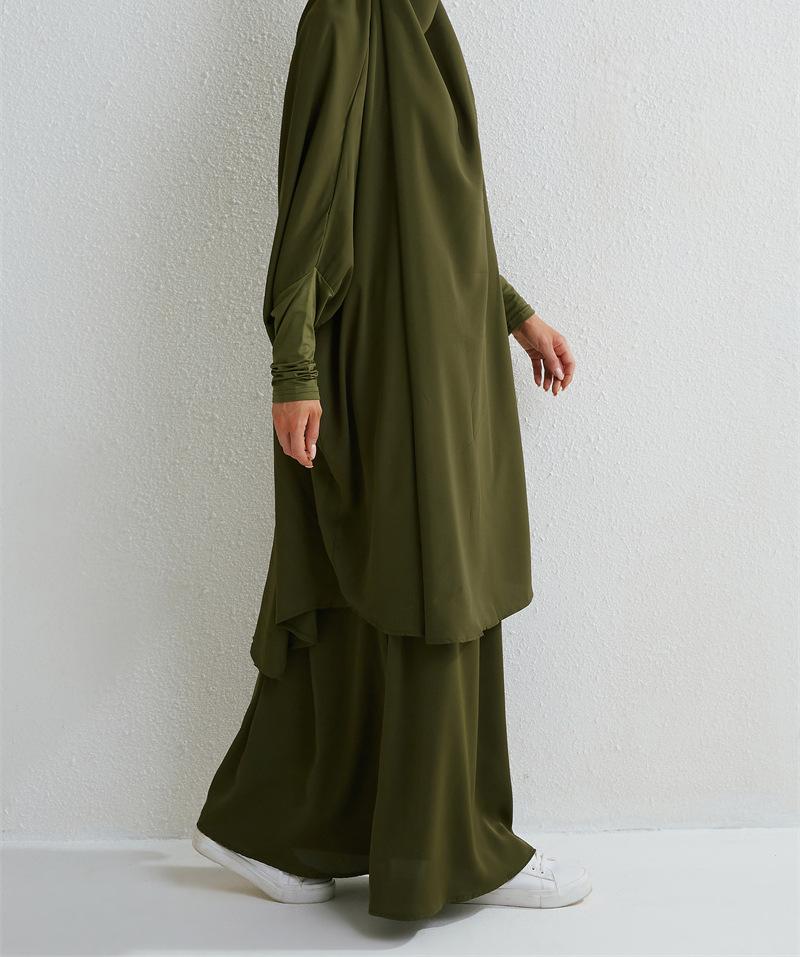 Product Introduction of Two-Piece High-Quality Large Size Clothing, Women's Clothing, Clothing Apparel, Solid Color Long Sleeve Skirt Long Robe 9