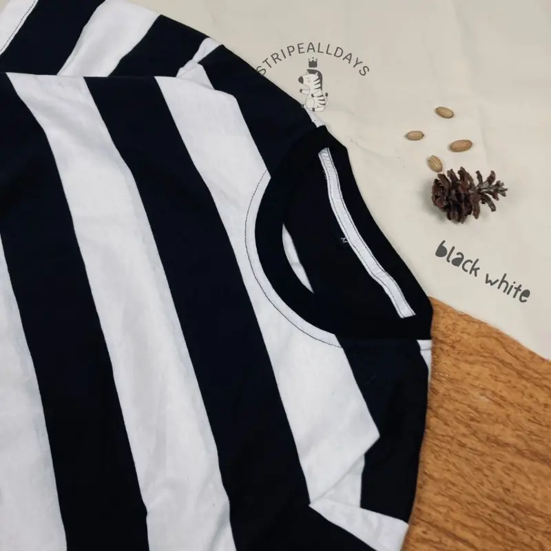 little stripealldays - Kaos Stripe Dewasa BIG V1 Series Lengan Pendek / atasan baju pakaian laki laki2 cowok cewek perempuan unisex strip setrip striped salur garis belang blaster couple / M L XL  / BB 35 kg sampai 85 kg / katun cotton cvc 1