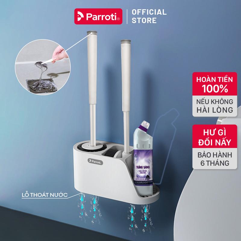 Cọ Bồn Cầu Silicon Cọ Toilet Nhà Vệ Sinh 2 Trong 1 Có Thể Treo Tường Và Cây Gắp Tóc Parroti Silicon SL02