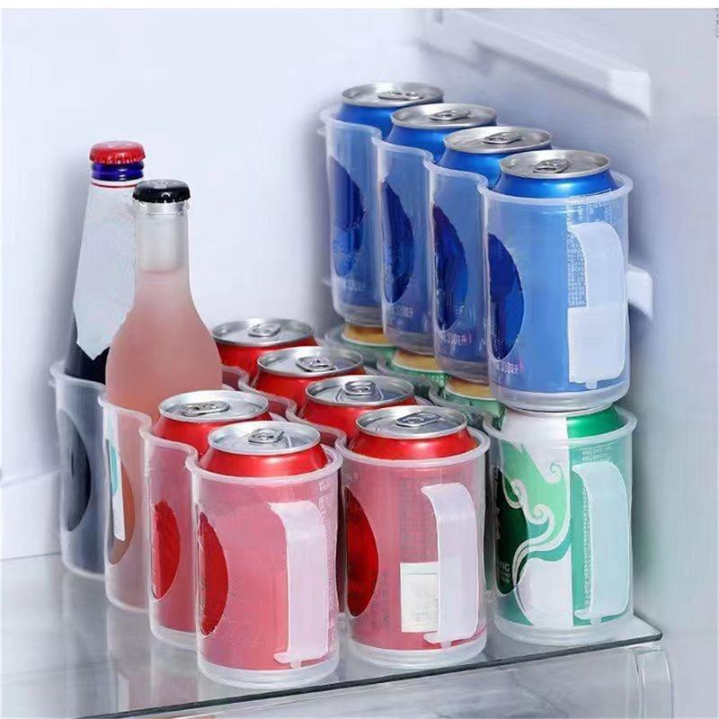 Product Introduction of 4-grid Refrigerator Can Storage Box, 1 Count Space-saving Beverage Can Storage Rack with Handle, Refrigerator Can Organizer, Kitchen Storage Organizer 14