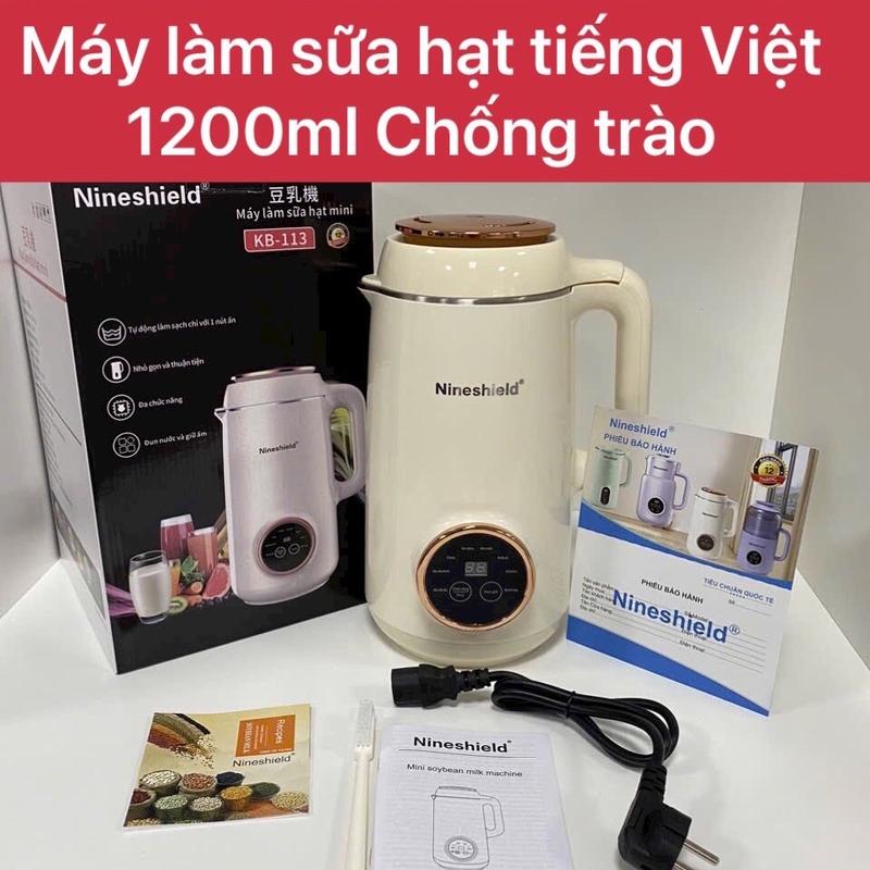 Máy làm sữa hạt Nineshield KB113-1200ml tiếng Việt chống trào Xay Sinh Tố