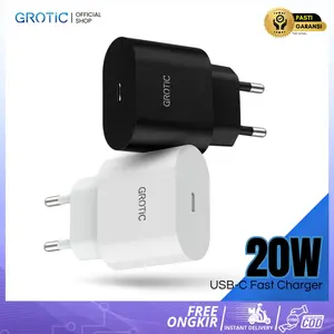 Adaptor Charger GROTIC PD 20W 2.4A Kepala Charger Pengisian Cepat QC3.0 Type-C Lightning