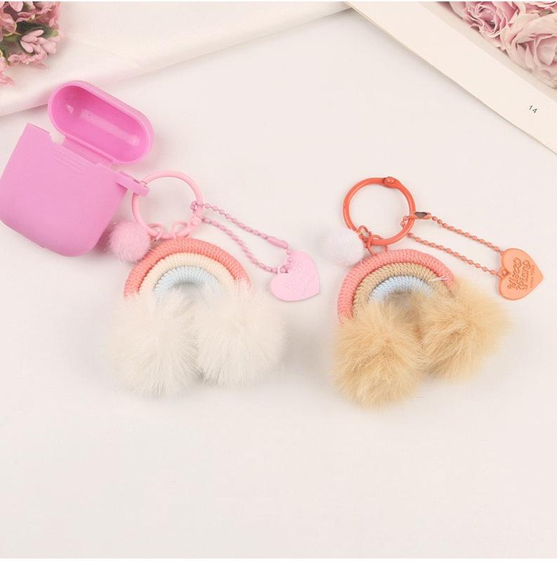 Bag Aksesoris Gantungan Kunci Tas Bentuk Pelangi Macrame Pom Pom Rainbow Hiasan 1