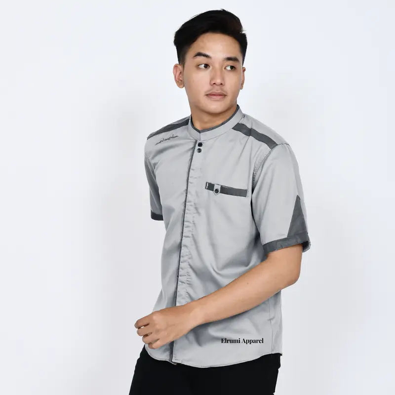El rumi Kemeja Baju Koko Muslim Atasan Pria Dewasa Lengan Pendek Pria Motif Yusinsun Bahan Katun Toyobo Nyaman Katun 3