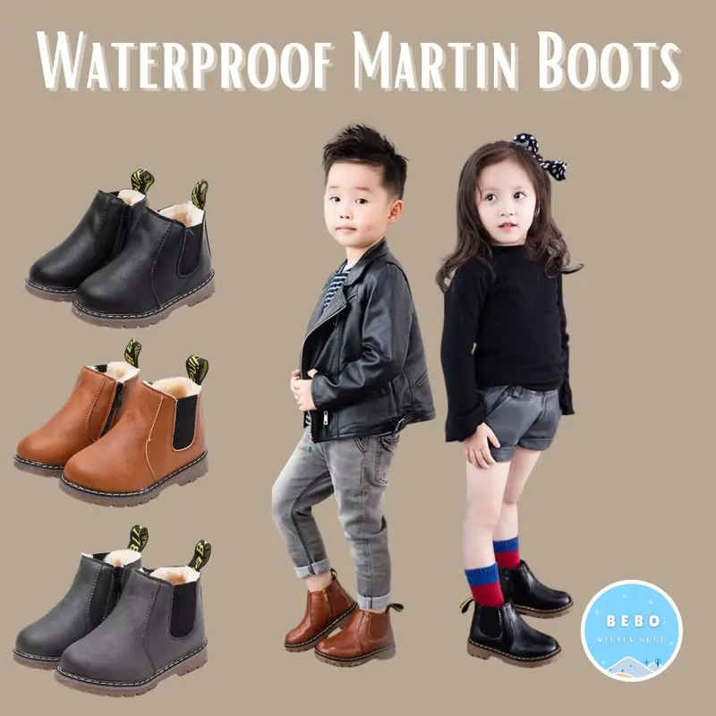 Waterproof Winter Martin Boots for Kids Ankle Boots Anti Air Anak Kaki 0