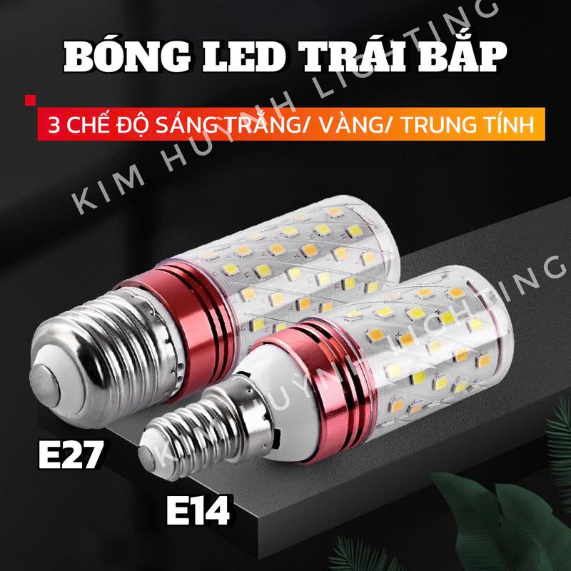 GIÁ 1 BÓNG-ĐUI E27 Bóng Đèn Led Bắp Ngô 3 Chế Độ Màu 12W