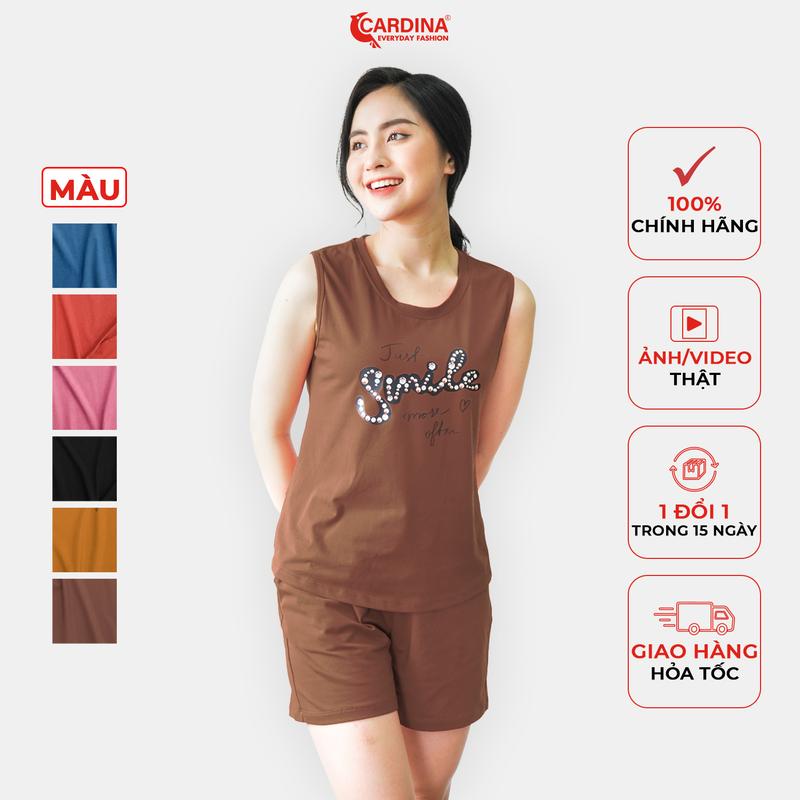 Đồ Bộ Nữ CARDINA Chất Cotton Nhật Cao Cấp Quần Đùi Áo Sát Nách Co Giãn 4 Chiều Thoáng Mát 2CF09 Top Polo Women Pants Jacket