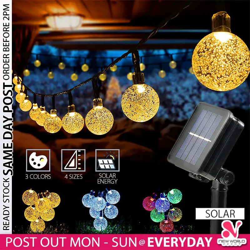 ( Night Sensor ) Waterproof Solar Crystal Ball Outdoor Garden Pathway String LED Light Lamp