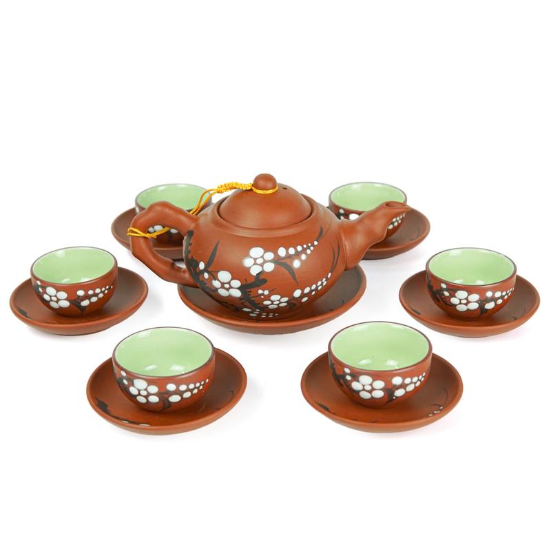 Bộ Ấm Chén Trà Đất Đỏ Hoa Mai Huyền Thoại Dung Tích 250ml - Gốm Sứ Bát Tràng LINH KHANG