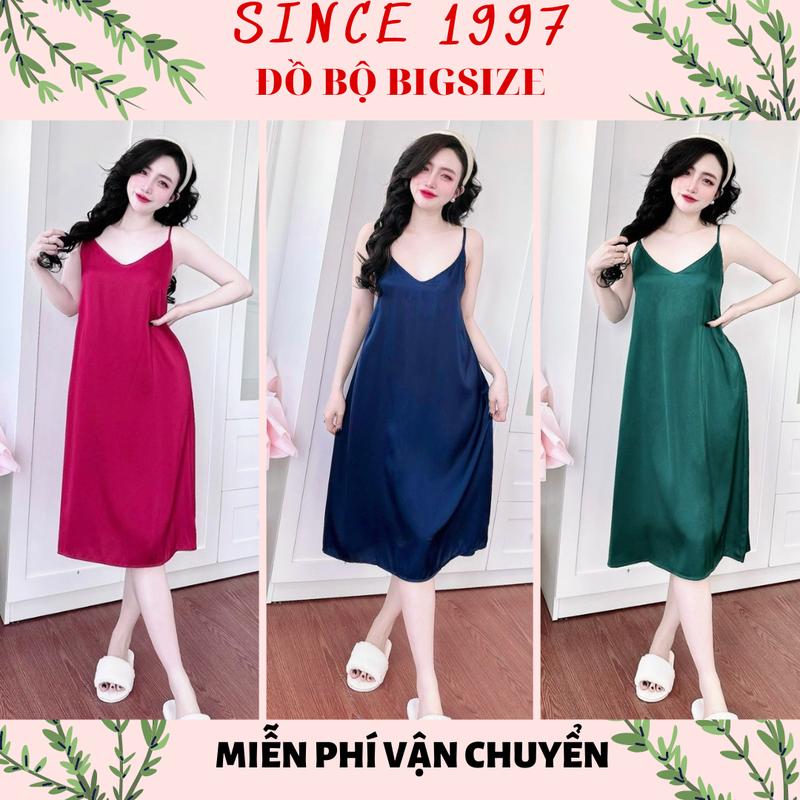 [55-90KG] Đầm ngủ lụa 2 DÂY LATIN đầm ngủ bigsize, váy ngủ bigsize, pijama- SINCE1997 Women Dress