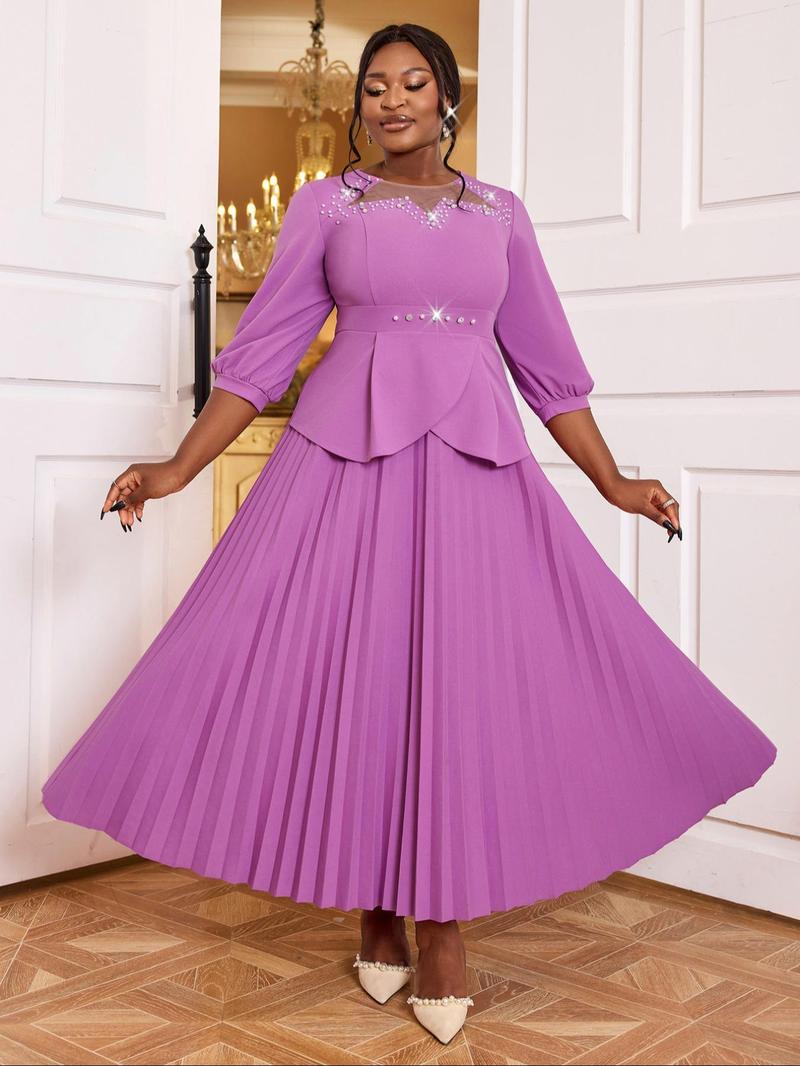 Product Introduction of 【Plus Size】 Glitter Party Dress, Elegant A Line Dress for Party Evening Formal Occasions, Women's Clothes for All Seasons 3