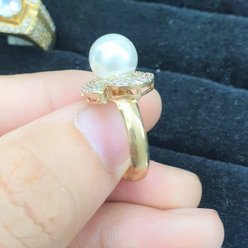 (Có Ký Hiệu-Dùng Như Vàng) Nhẫn Đính Trai Xoàn Cắt Cao Cấp- Nhẫn nữ dùng lâu dài tắm rửa thoải mái không phai không kiêng mồ hôi,có pha vàng bên trong 1