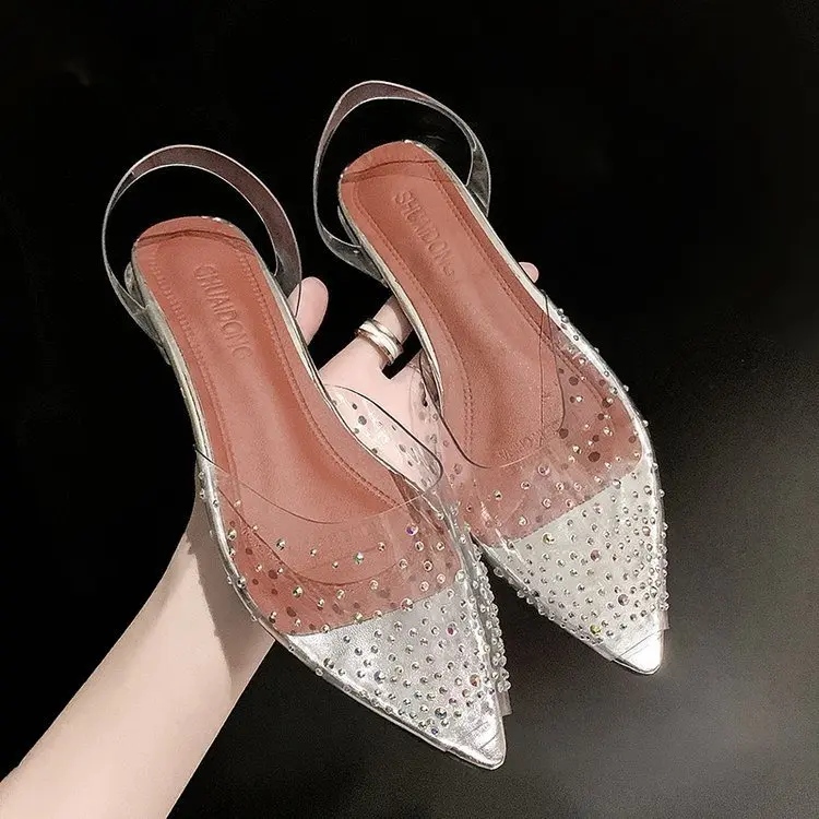 SD-074 [FF] Sendal Transparant Hak Kaca Cewek Sandal Bening Elegent Perempuan Model Terbaru 2
