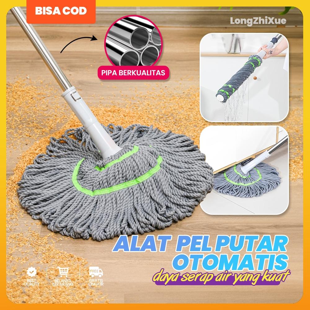 HUGO Alat Pel Lantai Putar Otomatis Twist Mop - Pel Lantai Praktis Peras Tarik Otomatis Ungu Alat pel pemeras otomatis tanpa perlu dicuci, pembersih rumah tangga, alat pel putar, murah dan tahan lama.