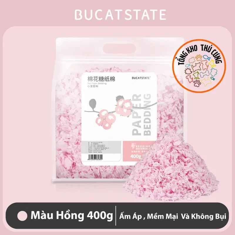 Giấy lót chuồng cho thú cưng nhỏ, làm ổ chuột hamster HÃNG BUCATSTATE bông giấy mềm mại không bụi, bảo vệ hệ hô hấp 400g 6
