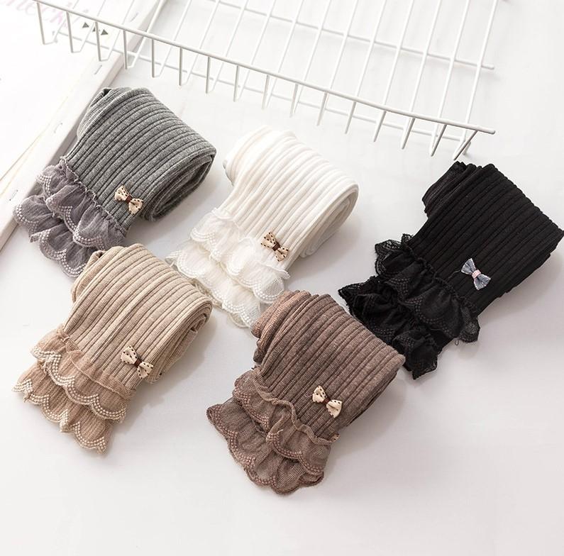 Quần tất cho bé quần legging bé gái sọc dọc ren Phiên bản hàn quốc quần trẻ em 3 - 14 tuổi