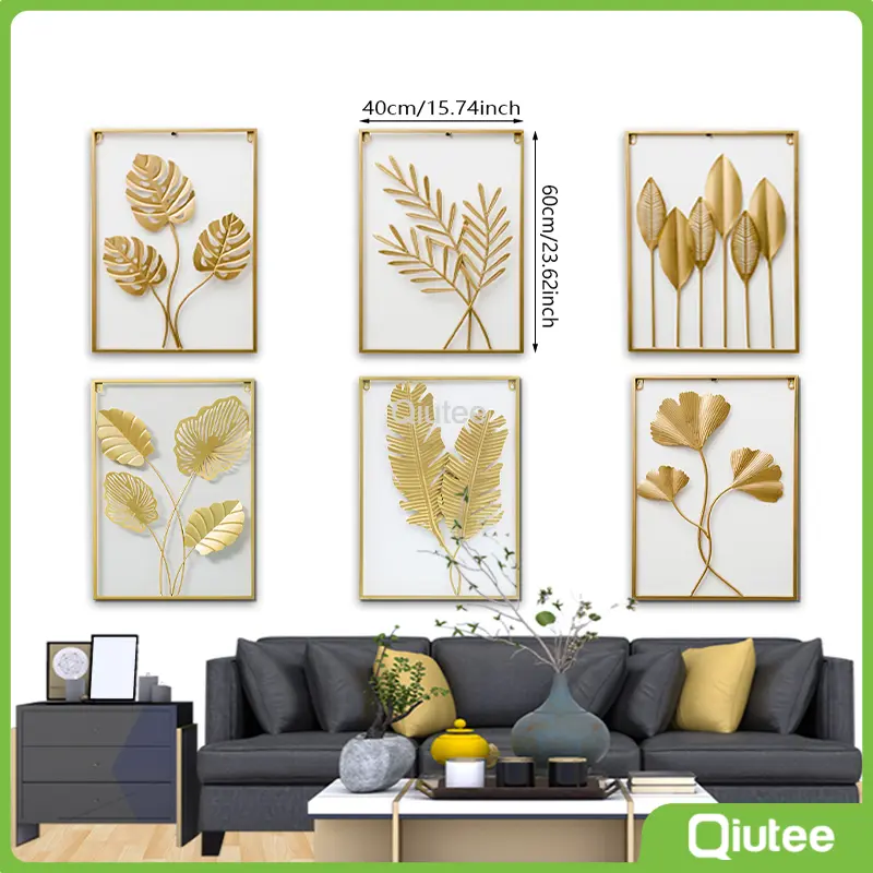 Modern Art Decorative Metal Leaf Wall Carving Decoration Suitable for Family Living Room Bedroom Office Home Decoration New Year Gift