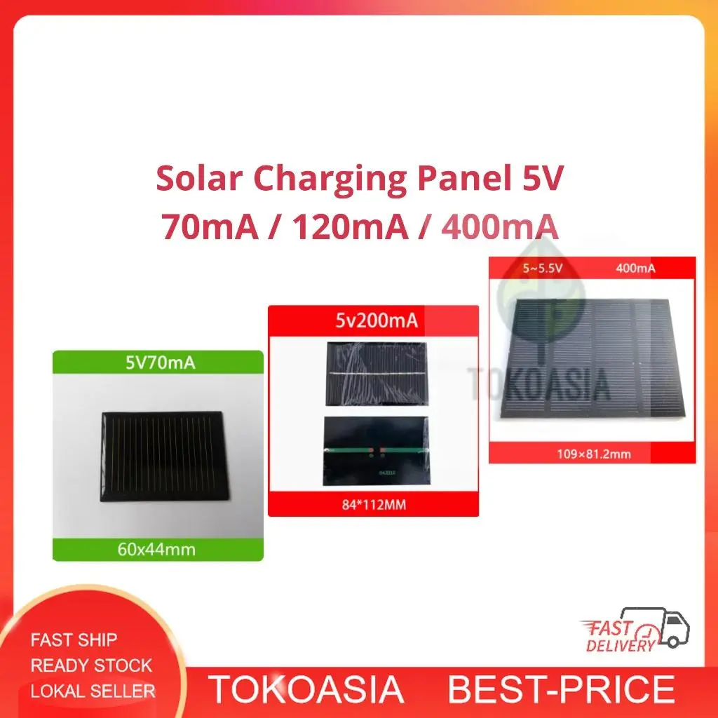 Solar Charging Panel 5V 70mA atau 120mA atau 400mA Toys