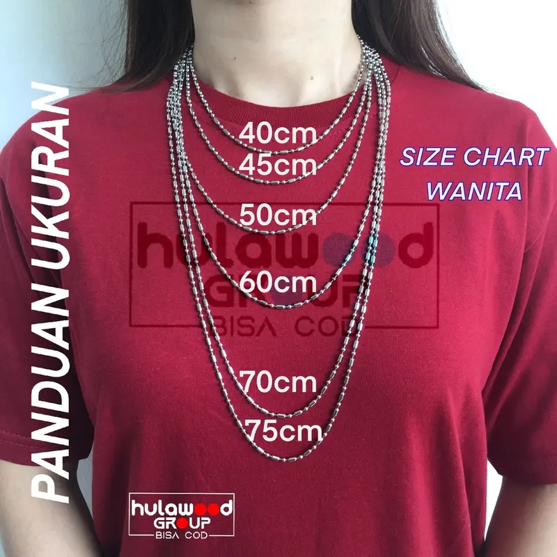 Kalung MCI Titanium Stainless Biji Bambu Bola dan Biji Lada Anti Karat Pria Wanita Kalung 4