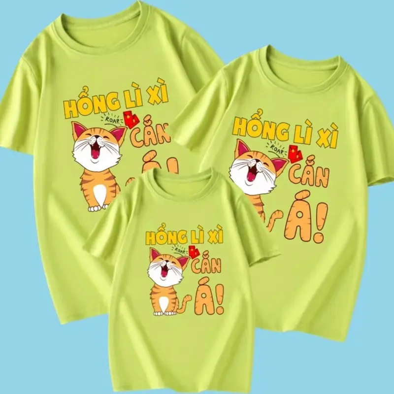 Áo Thun Gia Đình Hổng Lì Xì cắn á,chất vải cotton mềm mịn thoáng mát Nam Nữ  Menswear Cổ Tròn Unisex 4