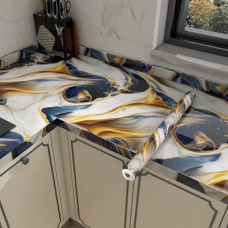 Marble Pattern Wallpaper, Self-adhesive Wallpaper, Waterproof Wall Decal, Easily Removable Self-adhesive Wallpaper for Kitchen Countertop Bathroom 0
