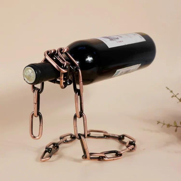 Product Introduction of Magic Suspension Iron Chain Wine Rack Metal Chain Hanging Wine Bottle Holder Bar Cabinet Display Stand Shelf Bracket Home Decor 17