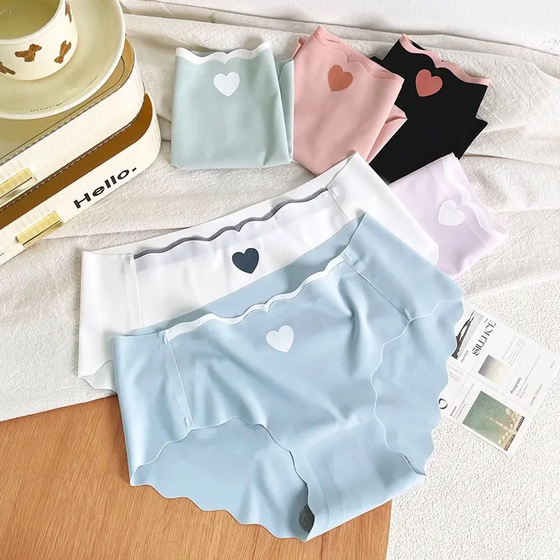 [ Xả kho] Set 5 Quần su tim viền sóng , bảng màu pastel siêu xinh Nữ Quần Lót Women Kem