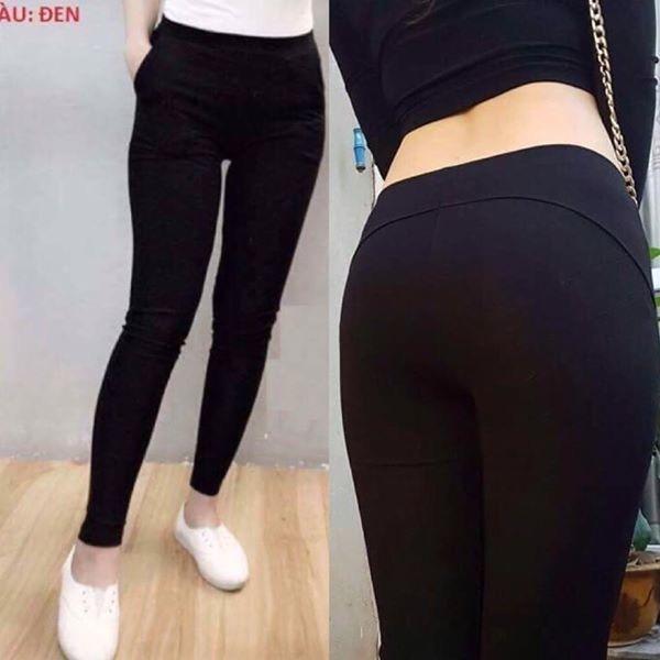 Quần legging nữ nâng V3 có 2 túi trước vải cotton giản 4 chiều 0