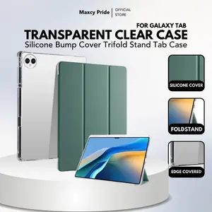 Case Clear Compatible For Sam sung  Galaxy Tab A9 8.7" A9 Plus 11 inch S9/S9FE 10.9/ S6 Lite/ A7 Lite / S7 / S8 / S9 / S9 FE / S10 / S10 12.4" TPU Clear Transparant Foldable DIY Smart Casing Auto Lock