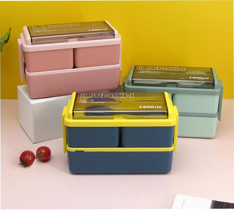 Product Introduction of [Pisuz Way] Kitchen 1400ml Microwave Lunch Box Separate Dinnerware Food Storage Container Children Kids School Office Portable Bento Box Tableware 12