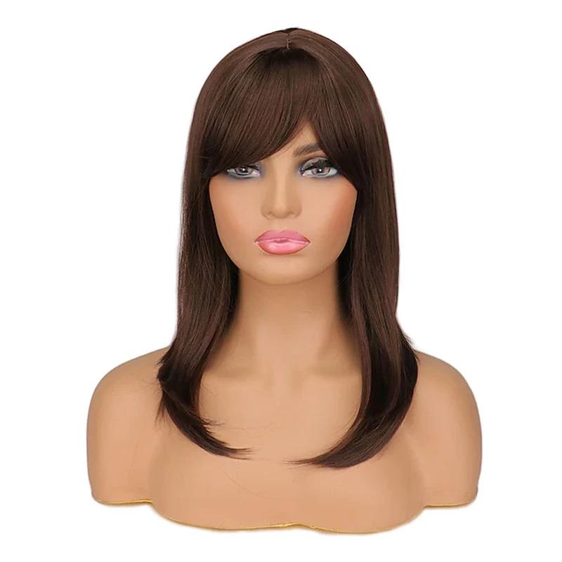 Product Introduction of HAIRJOY Synthetic Hair Women Ombre Black Red Wig Medium Long Straight Side Part Wigs 21