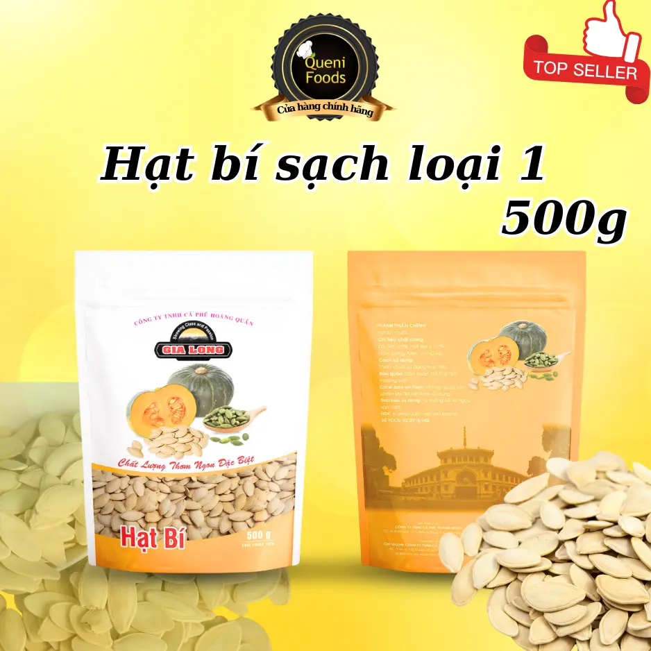 Hạt Bí Sạch Gia Long vị mộc rang củi thơm giòn béo (500g)
