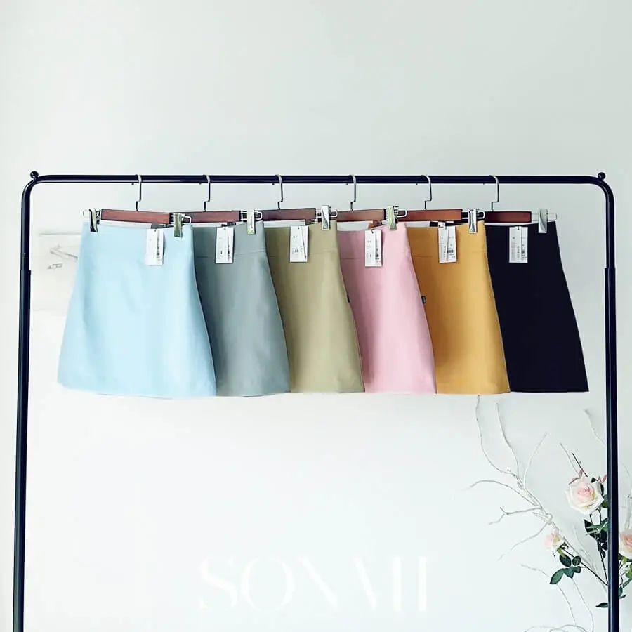 Chân Váy Chữ A Ngắn Nữ Xòe Cạp Cao SONMI Hàn Quốc Thiết kế Co Giãn 2 Lớp Màu Đen Trắng Hồng Xanh Xám Ghi Vàng Tím VALENTINA GENESIS SK114 Women