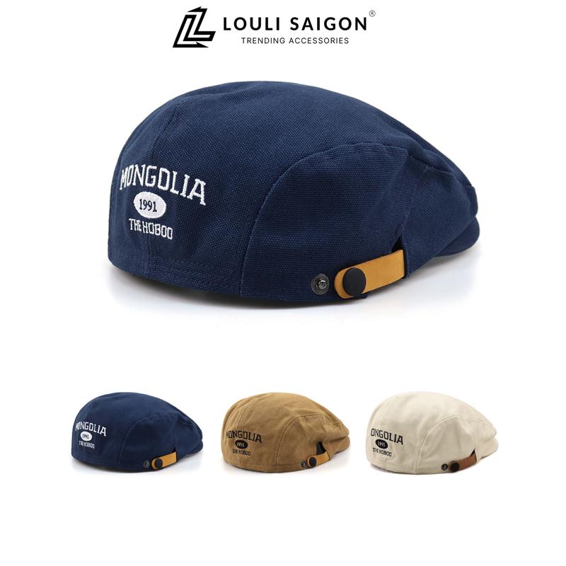 Mũ beret nam nữ Mongolia LOULI SAIGON, mũ nồi vải canvas thời trang Hàn Quốc BR02