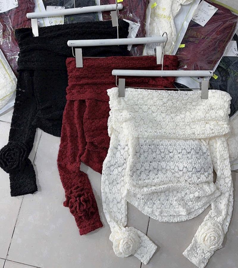Product Introduction of Áo trễ vai ren tay hoa hot _ Áo ren trễ vai tay đính hoa sang sịn 19