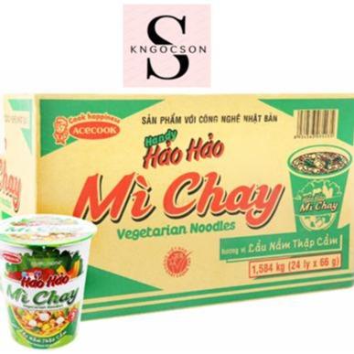 Date mới - Thùng 24 ly mì chay Handy Hảo Hảo lẩu nấm thập cẩm 66g Cay Food thùngmìly