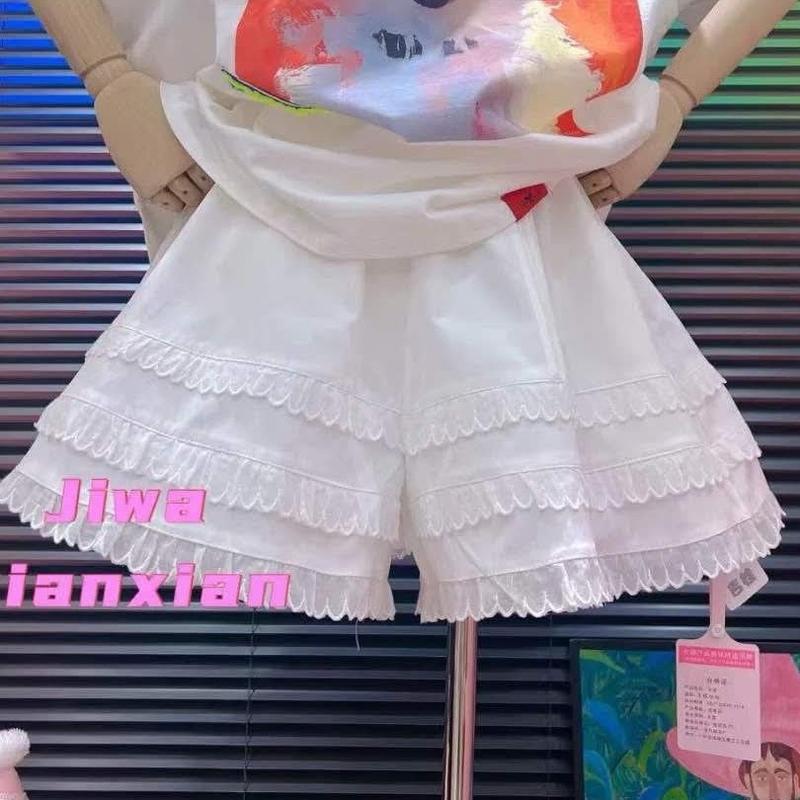 Quần váy phối 3 tầng màu trắng lưng chun Jiwa Quảng Châu chính hãng Nữ Women