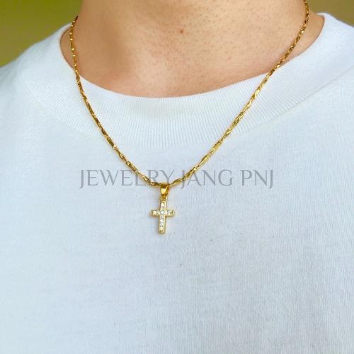  Jewelry Kim Dây Chuyền Thiết Kế A012 Bản 3 Chỉ Mặt Thánh Giá Đính Đá  Sang Trọng Cho Nam Và Nữ Vòng Cổ Thanh Lịch Hằng Ngày 