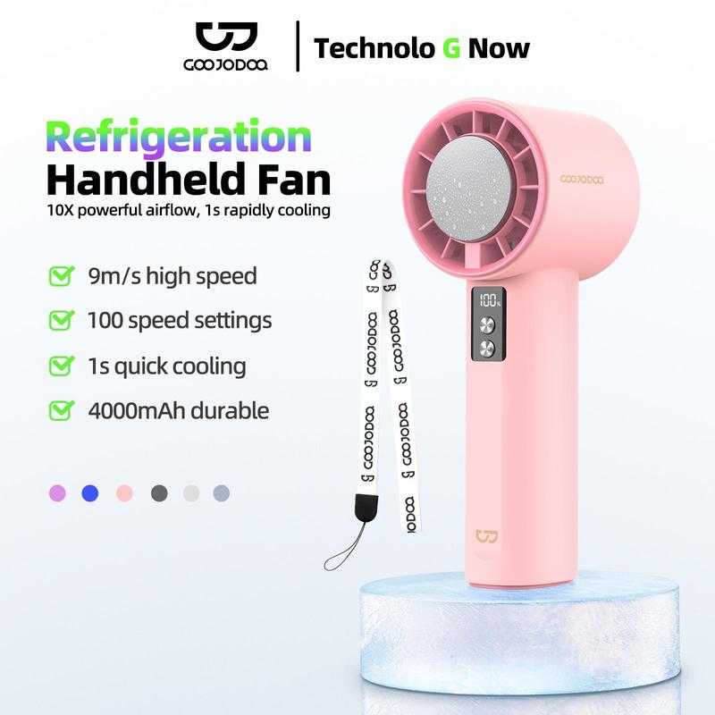 【2025 phong cách mới Bảo hành 6 tháng Quạt mini GOOJODOQ 100 tốc độ gió có thể điều chỉnh màn hình kỹ thuật số cầm tay Làm lạnh và nén đá