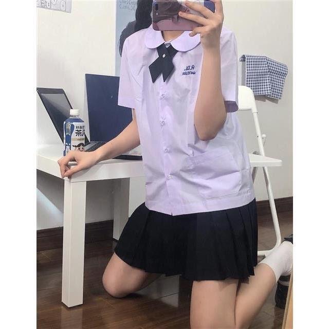 Product Introduction of College style school uniform JK lavender short-sleeved student shirt first love versatile round neck doll collar top girl 5