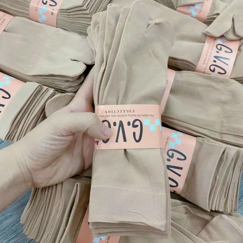 Set 10 đôi Tất Vớ Da Hiệu GVG Size 23-25cm trên mắt cá chân đi nắng, ủ kem co giãn không xù lông không quá dày 0