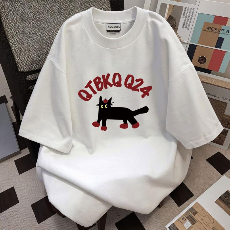 2025 Mùa hè Mẫu mới Cổ tròn 100% cotton Áo phông nữ form rộng đơn giản Siêu cấp Mặc hàng  Dễ phối đồ Tay ngắn  Girl phố co dãn 4 chiều Co dãn tốt