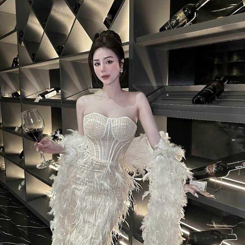 ĐẦM BODY CUP NGUC LÔNG VŨ NHÀ KT CLOTHING  Váy Nữ Dress Women 3