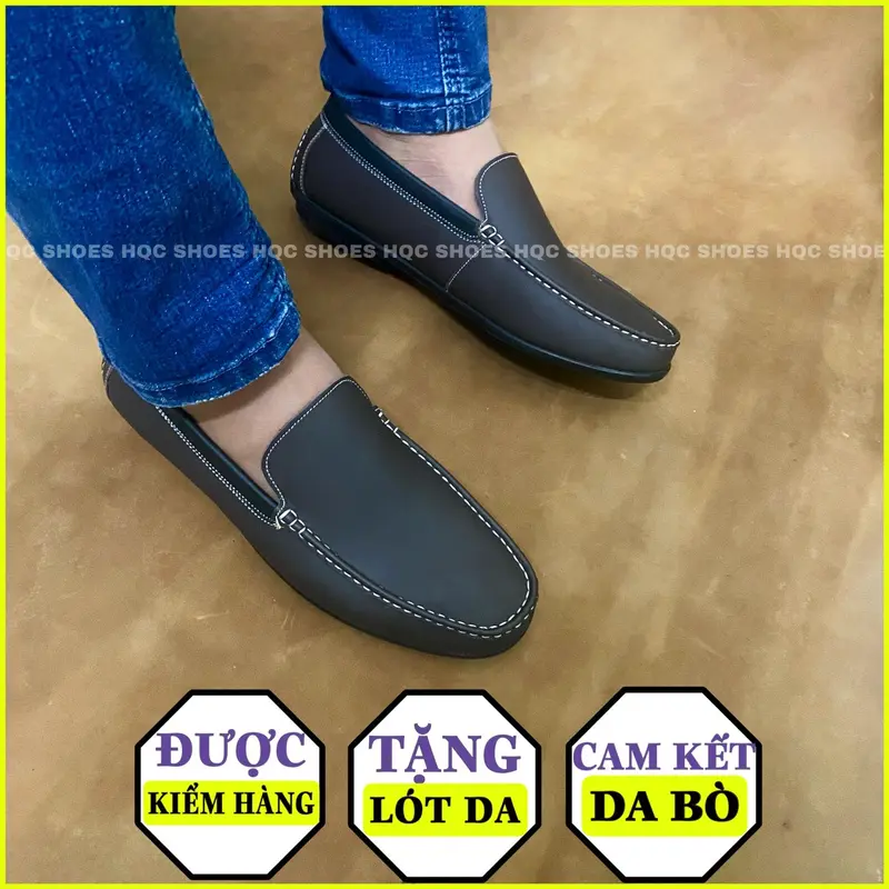 Giày lười nam da bò sáp đế cao su khâu viền chắc chắn HQ0190 Mũi vuông Shoes 1