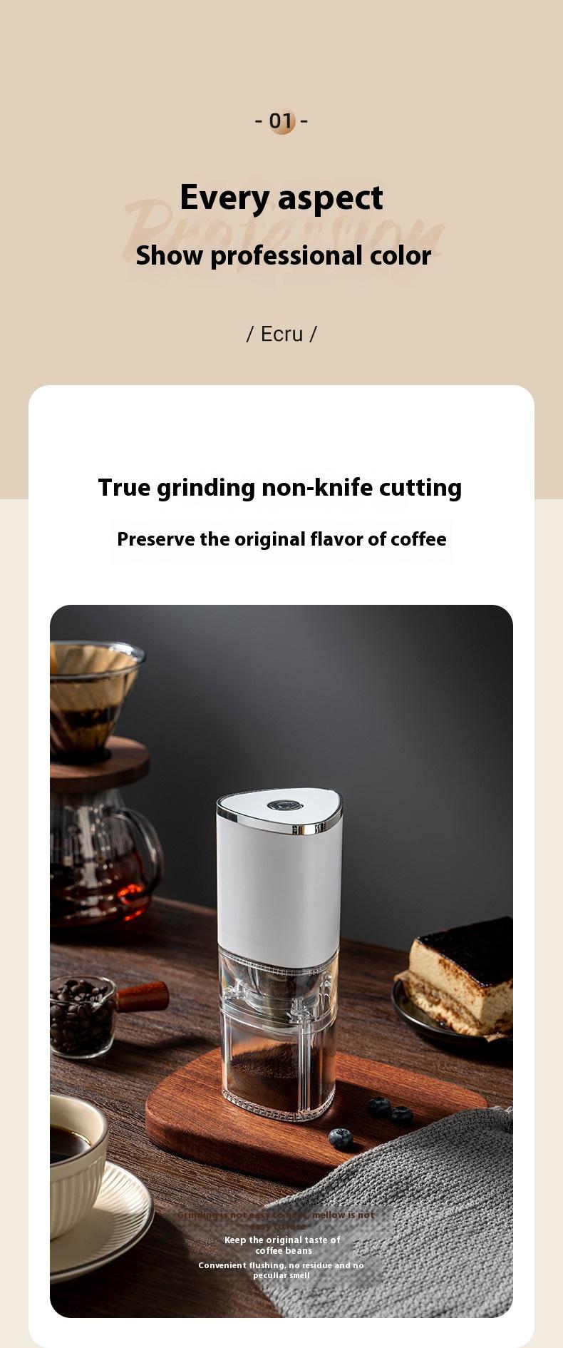 Product Introduction of Electric Coffee Bean Grinder Ultra-Fine Powder Machine Household Small Automatic Grinder Hand-Cranked Cross-Border Coffee Machine 4