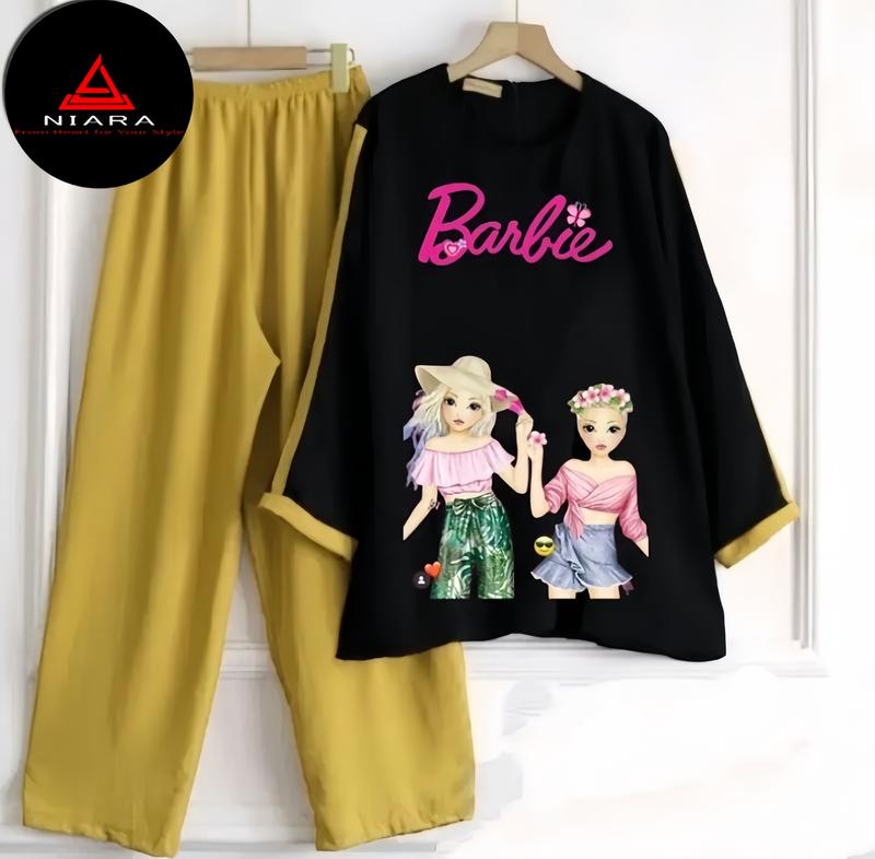 Product Introduction of setelan anak perempuan barbie viral terbaru 2023 Lengan panjang crinkle airflow 3-12 tahun 15