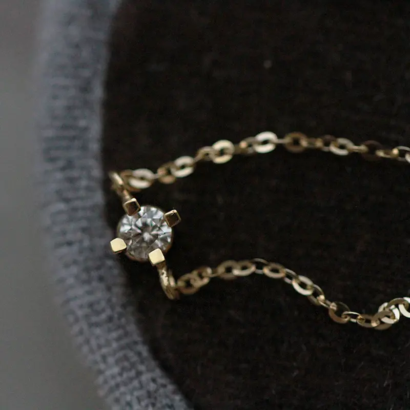 Vòng Tay Bạc Sterling S925 Mạ Vàng 14K, Phong Cách Người Nổi Tiếng Trên Internet, Thiết Kế Tối Giản, Zircon Đơn, Siêu Mịn, Dành Cho Nữ, Cung Cấp Trực Tiếp 3