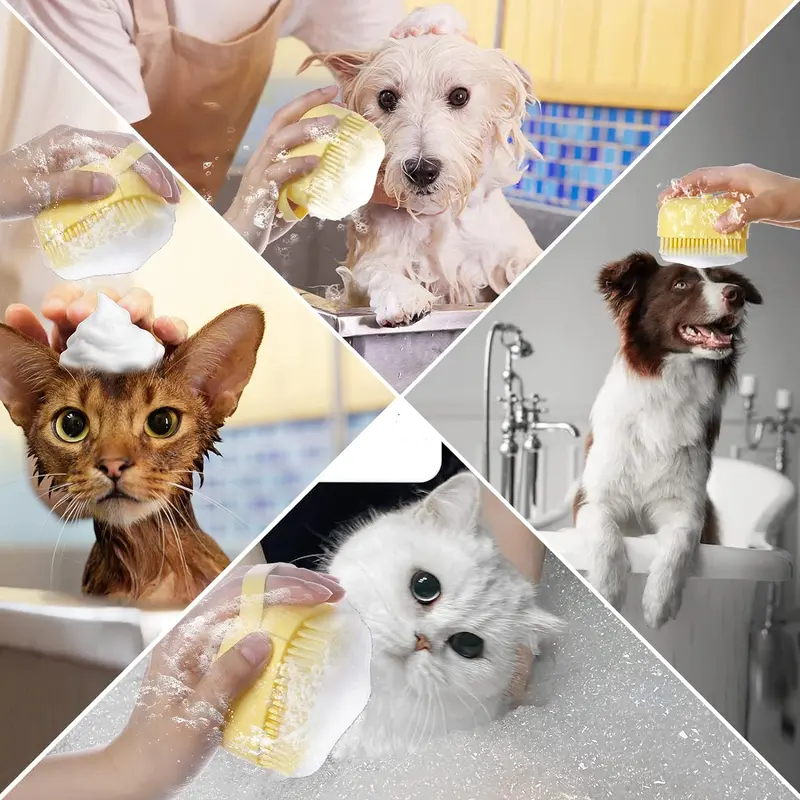 Pet Bath Soap Dispenser Massage Brush, Silicone Massager Shampoo Dispensing Brush, Christmas Dog Bath Shampoo Brush, Pet Bath Massage Brush 7